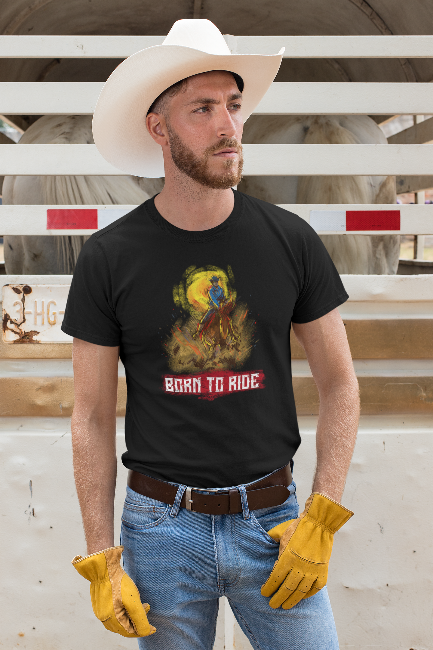 Born to Ride (Sliding Stop) - Premium T-Shirt aus Bio-Baumwolle (Frontprint)