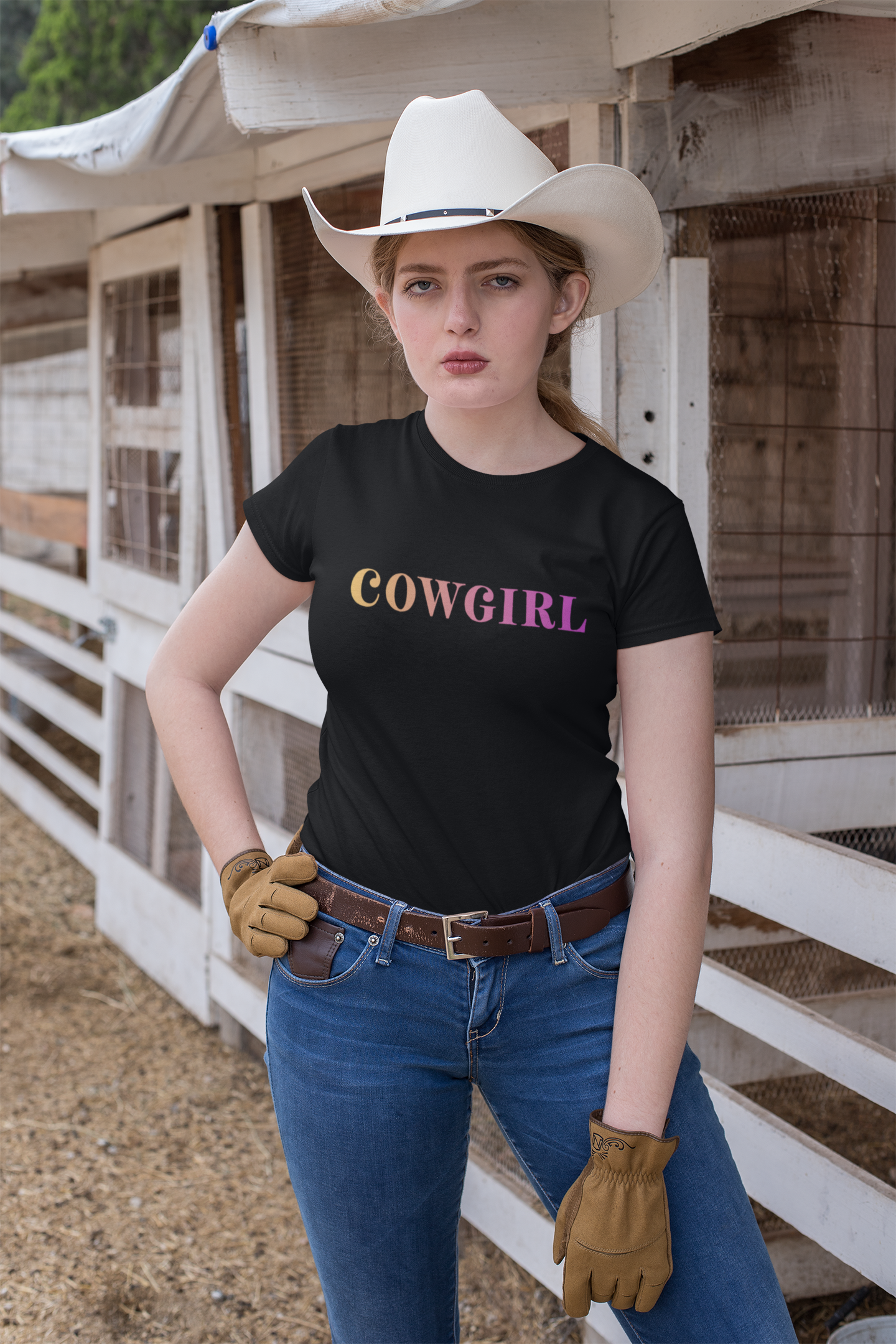 COWGIRL - Damen T-Shirt aus Bio-Baumwolle (Frontprint)