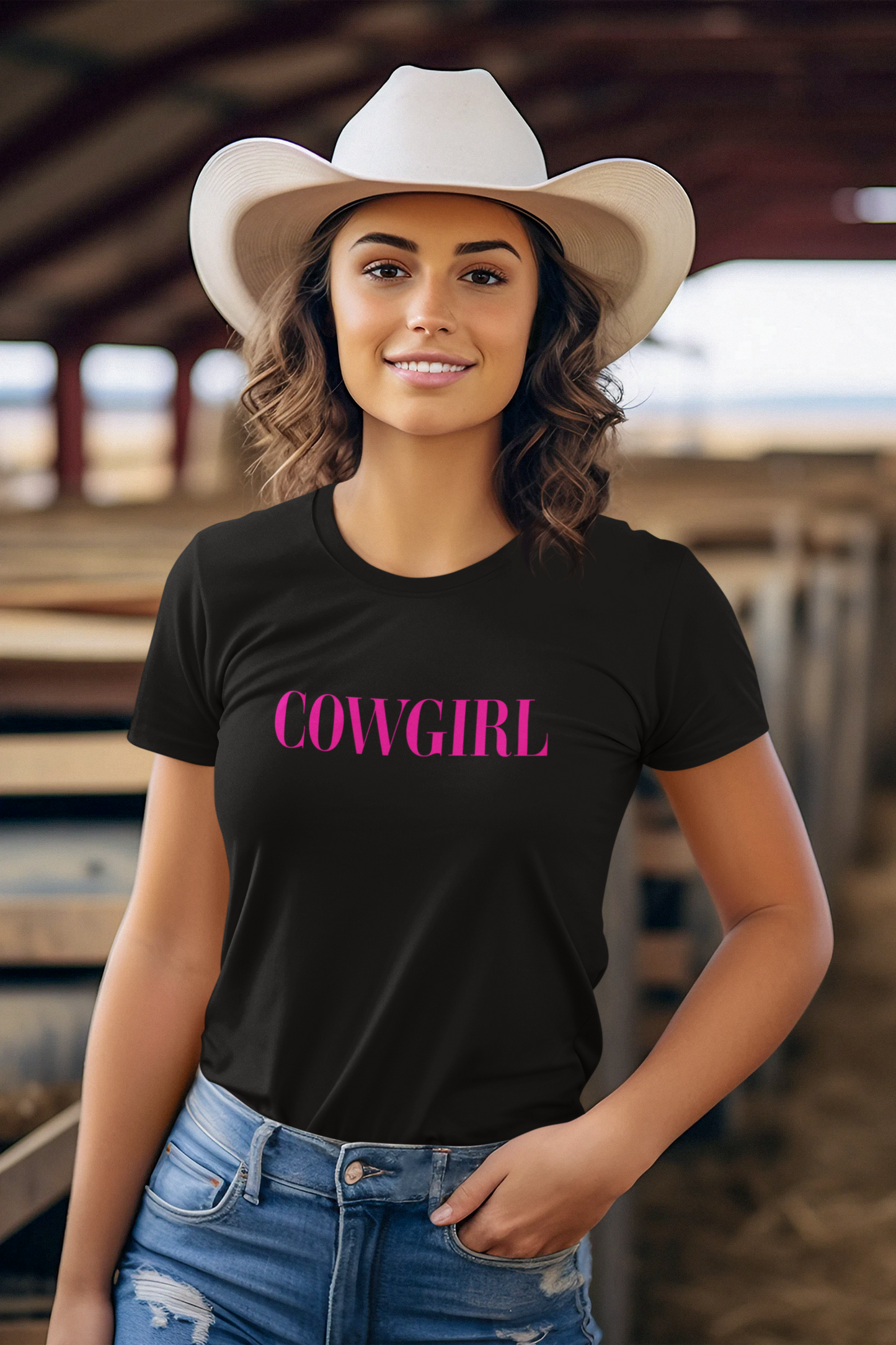 COWGIRL Pink - Damen T-Shirt aus Bio-Baumwolle (Frontprint)