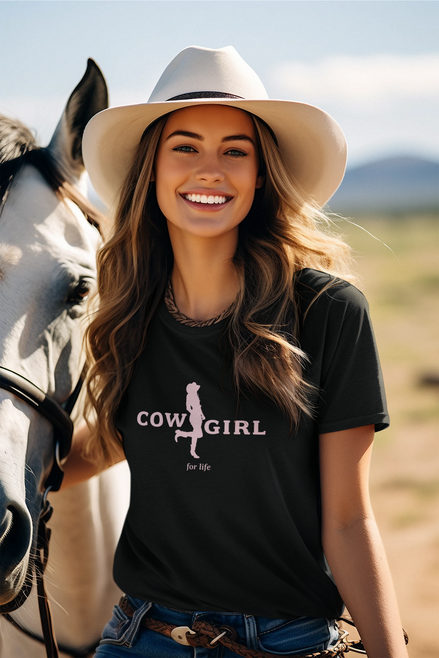 COWGIRL for life - Damen T-Shirt aus Bio-Baumwolle (Frontprint)