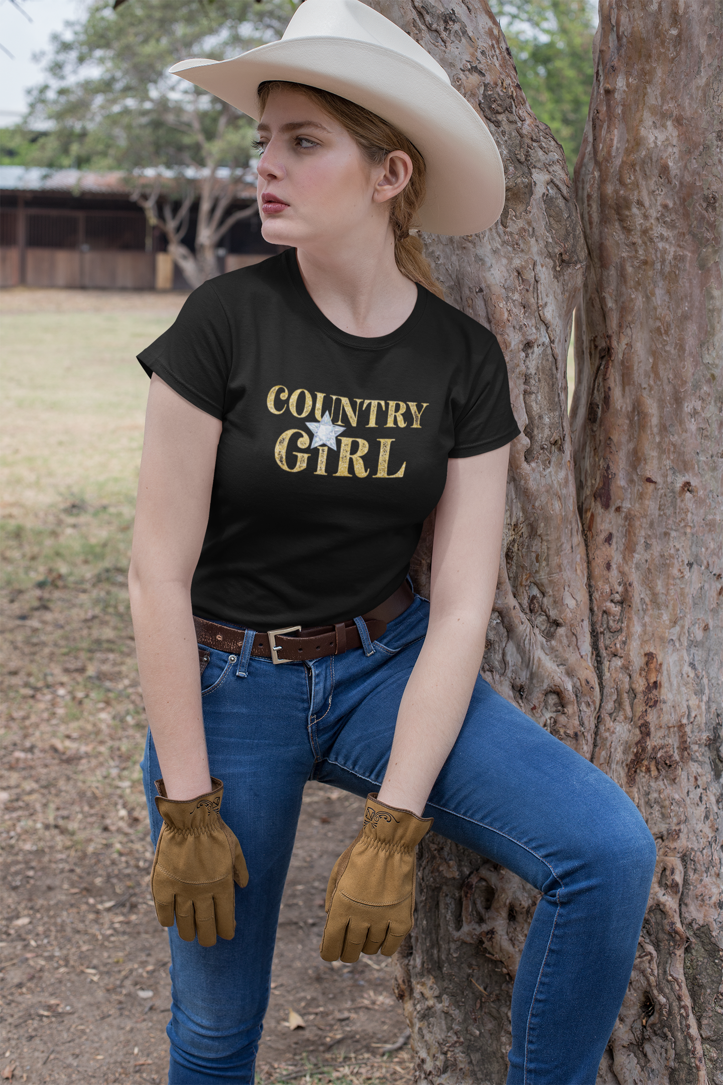 COUNTRY GiRL - Damen T-Shirt aus Bio-Baumwolle (Frontprint)