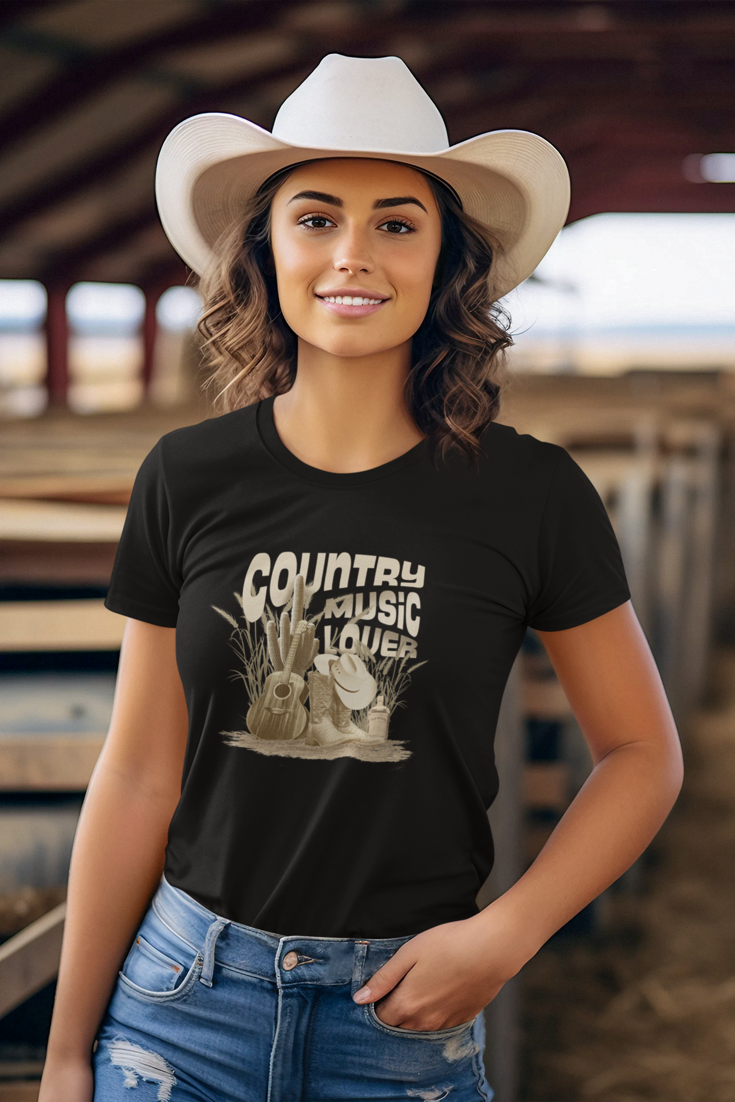 Country Music Lover - Damen T-Shirt aus Bio-Baumwolle (Frontprint)