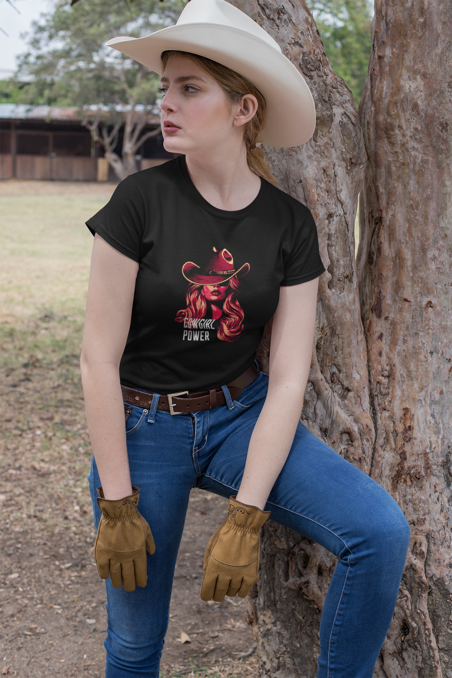 Cowgirl Power - Damen T-Shirt aus Bio-Baumwolle (Frontprint)