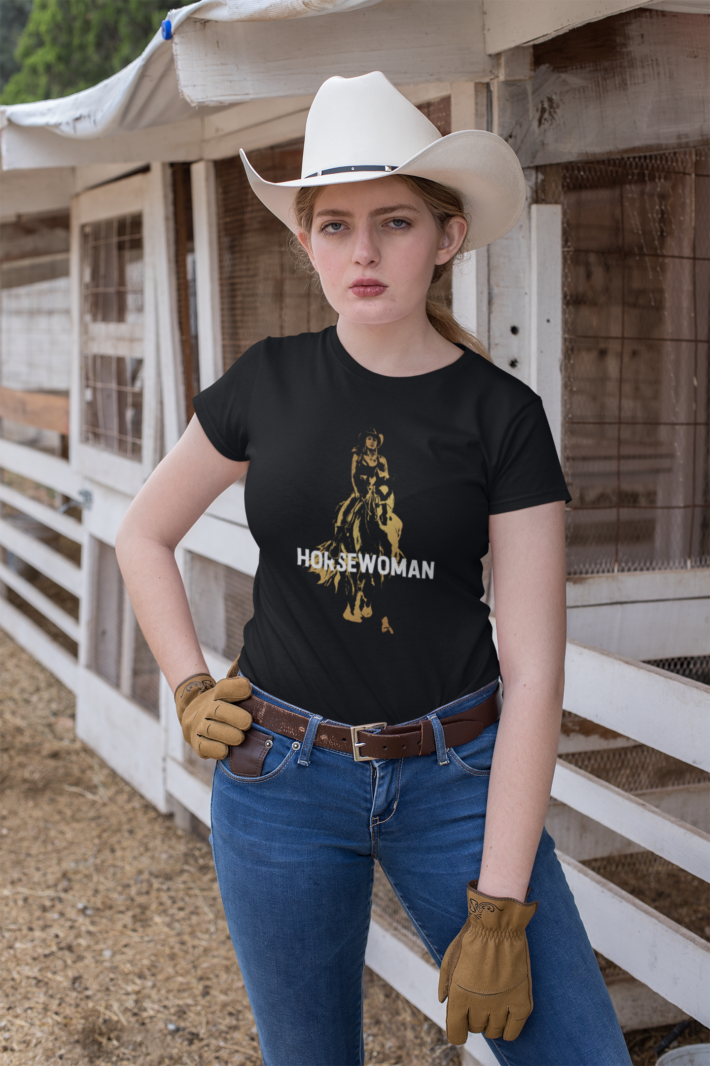 HORSEWOMAN - Damen T-Shirt aus Bio-Baumwolle (Frontprint)