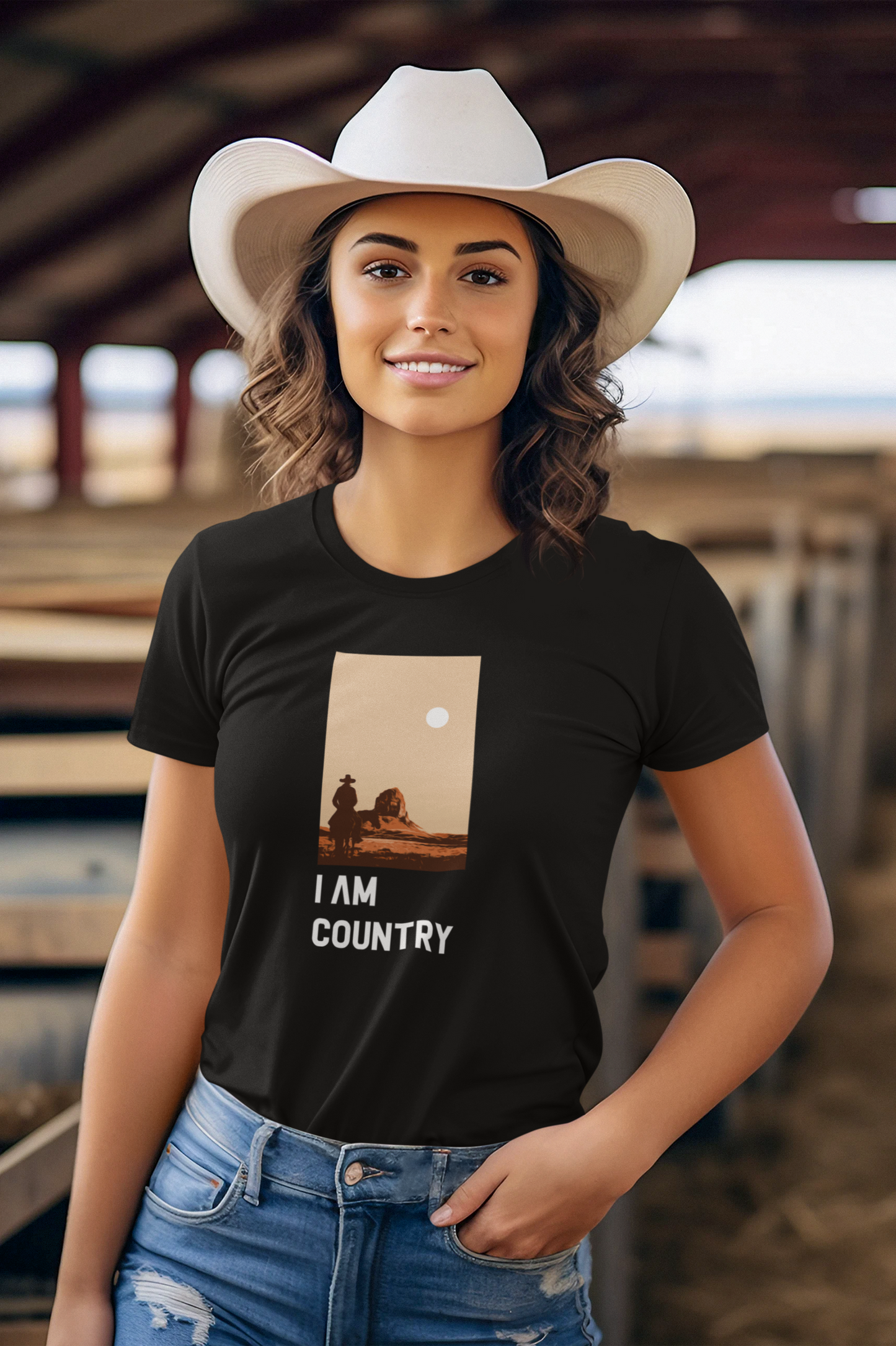 I AM COUNTRY - Damen T-Shirt aus Bio-Baumwolle (Frontprint)