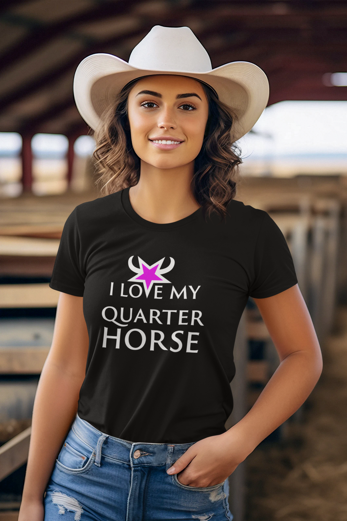 I Love My Quarter Horse - Damen T-Shirt aus Bio-Baumwolle (Frontprint)