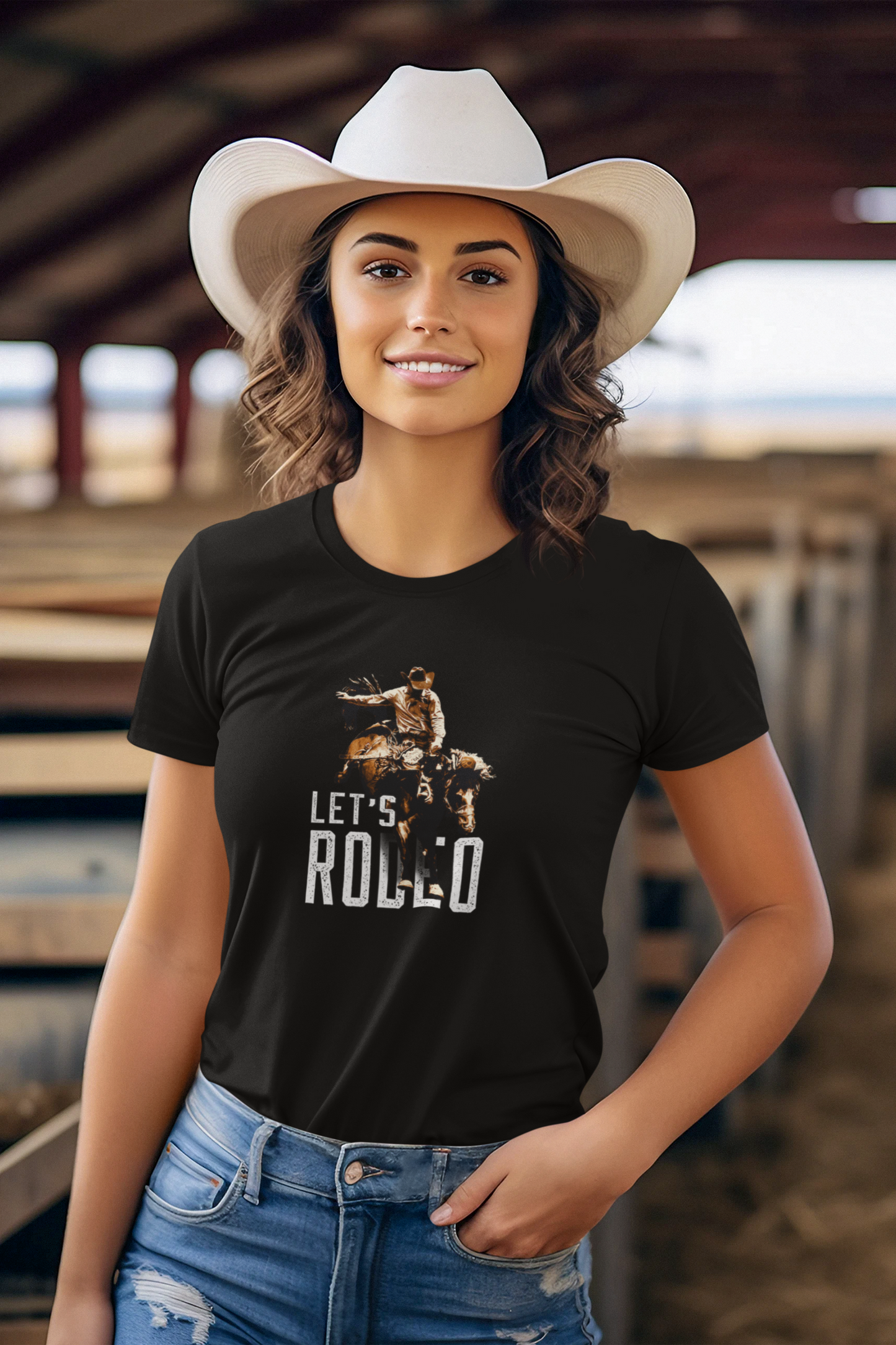 Let's Rodeo - Damen T-Shirt aus Bio-Baumwolle (Frontprint)