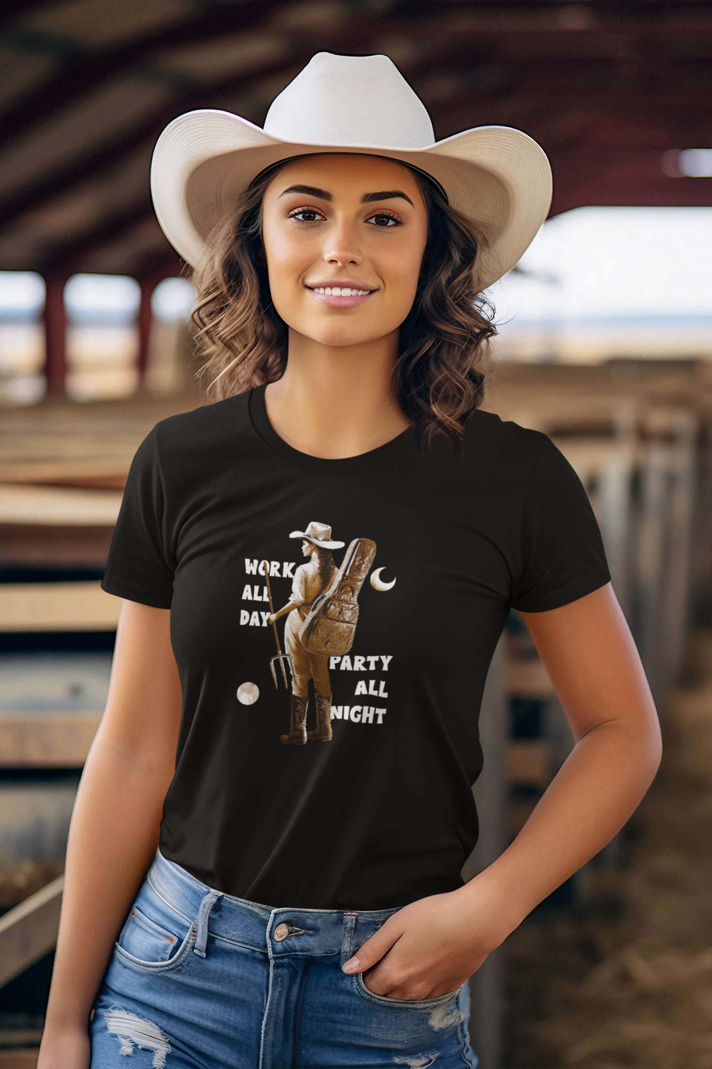 Party all Night - Damen T-Shirt aus Bio-Baumwolle (Frontprint)