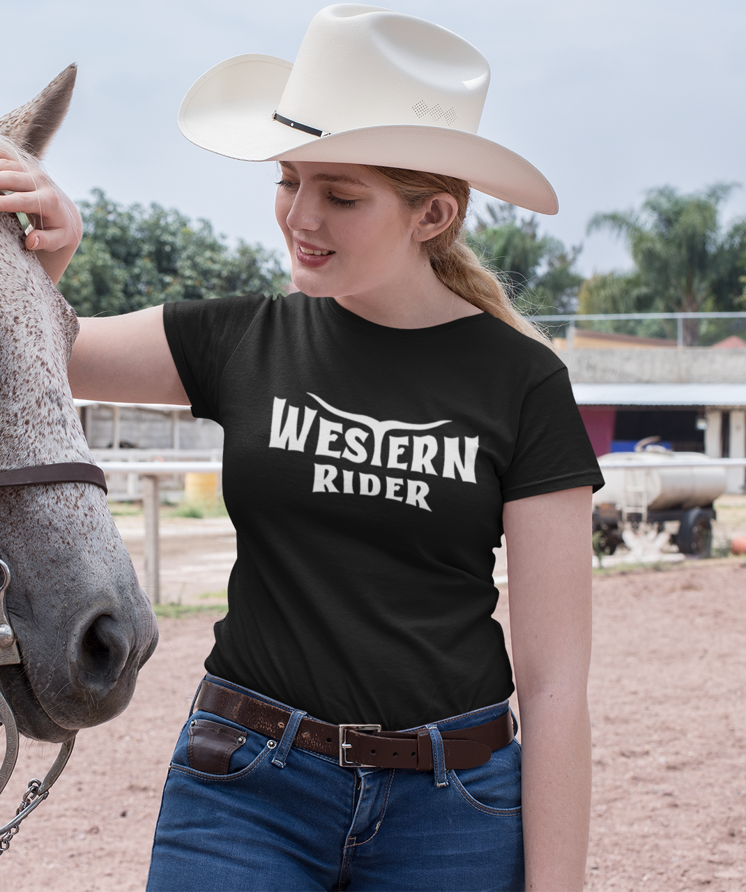 Western Rider - Damen T-Shirt aus Bio-Baumwolle (Frontprint)