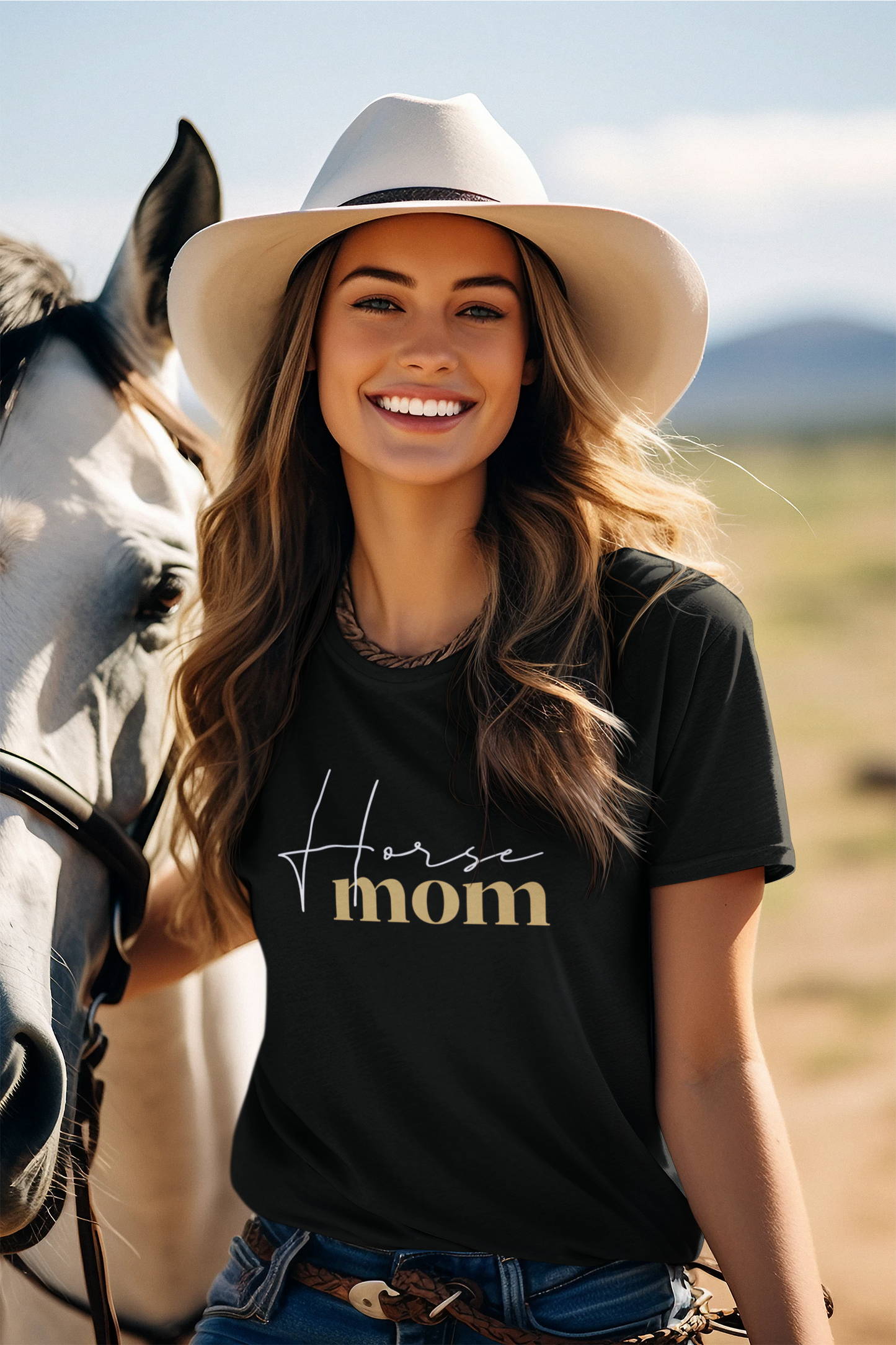 Horse Mom - Damen T-Shirt aus Bio-Baumwolle (Frontprint)