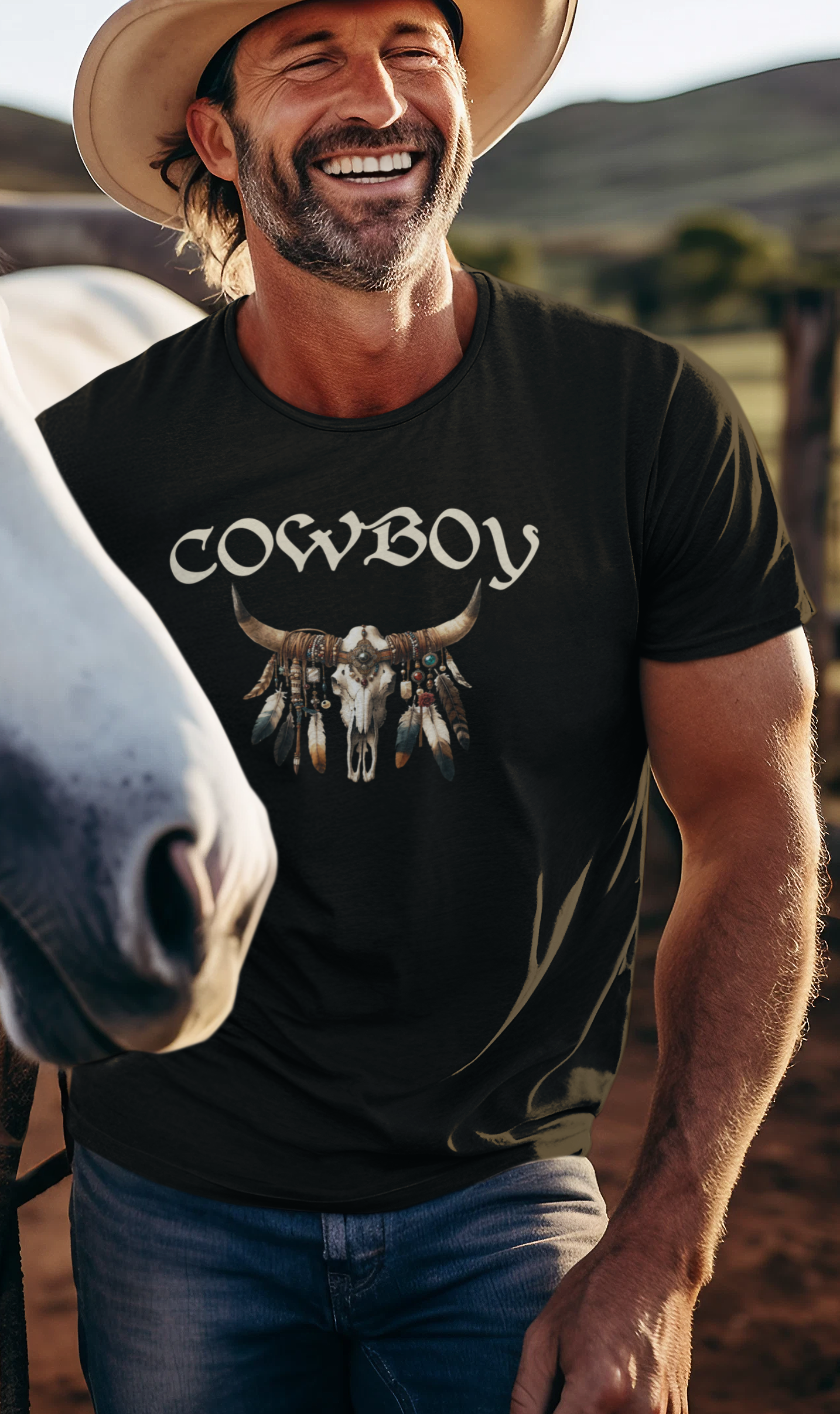 COWBOY (Skull) - Premium T-Shirt (Frontprint)