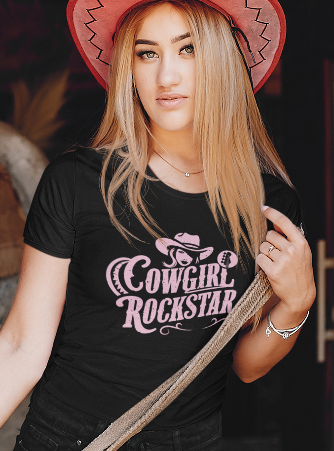 Cowgirl Rockstar - Damen T-Shirt aus Bio-Baumwolle (Frontprint)