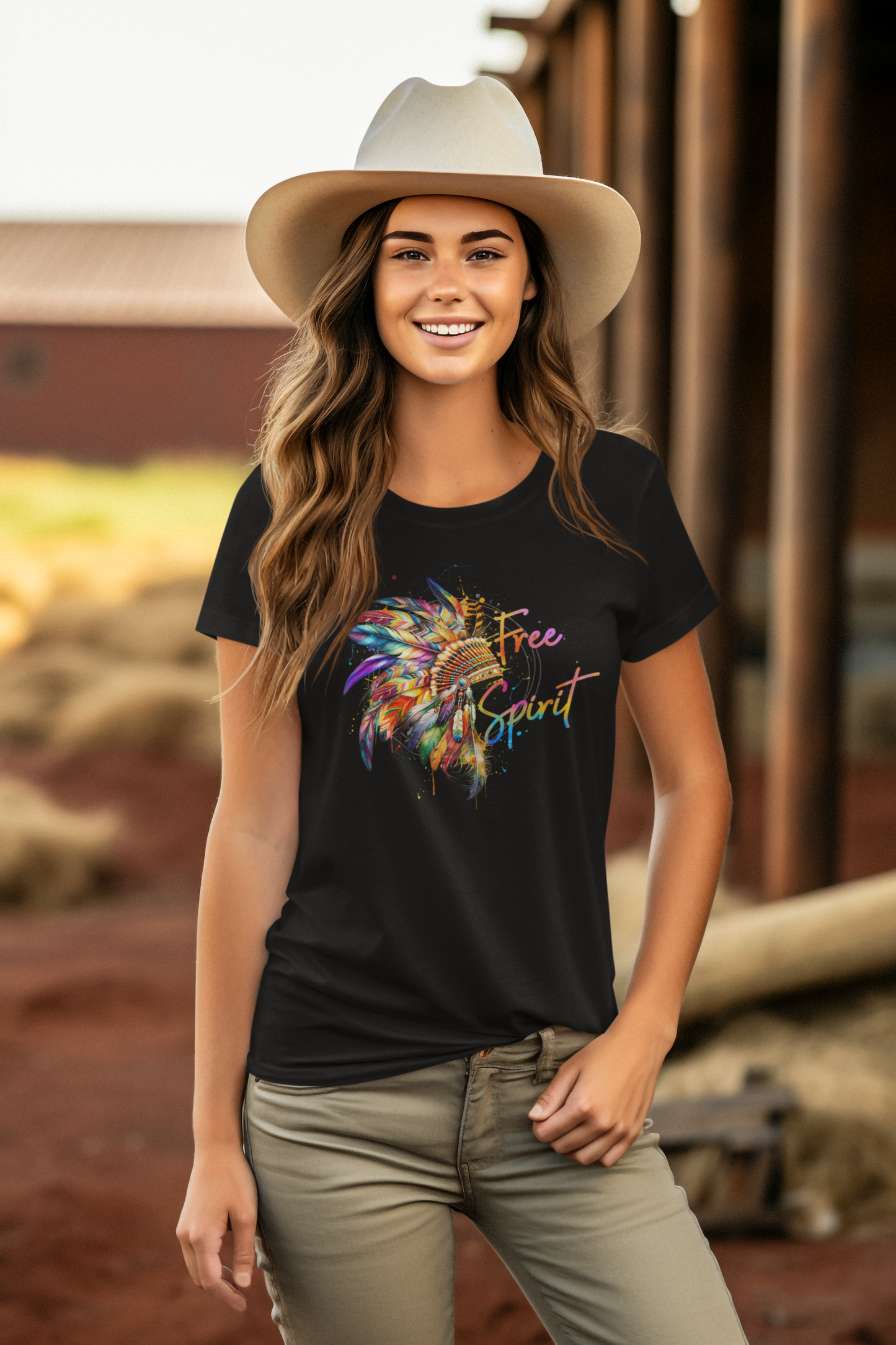 Headdress Free Spirit - Damen T-Shirt aus Bio-Baumwolle (Frontprint)