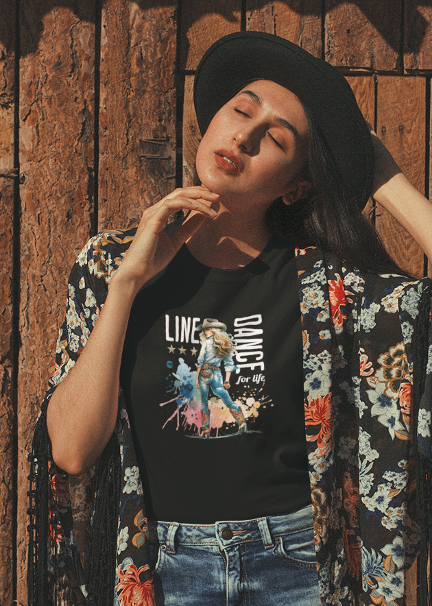 LINE DANCE for life - Damen T-Shirt aus Bio-Baumwolle (Frontprint)