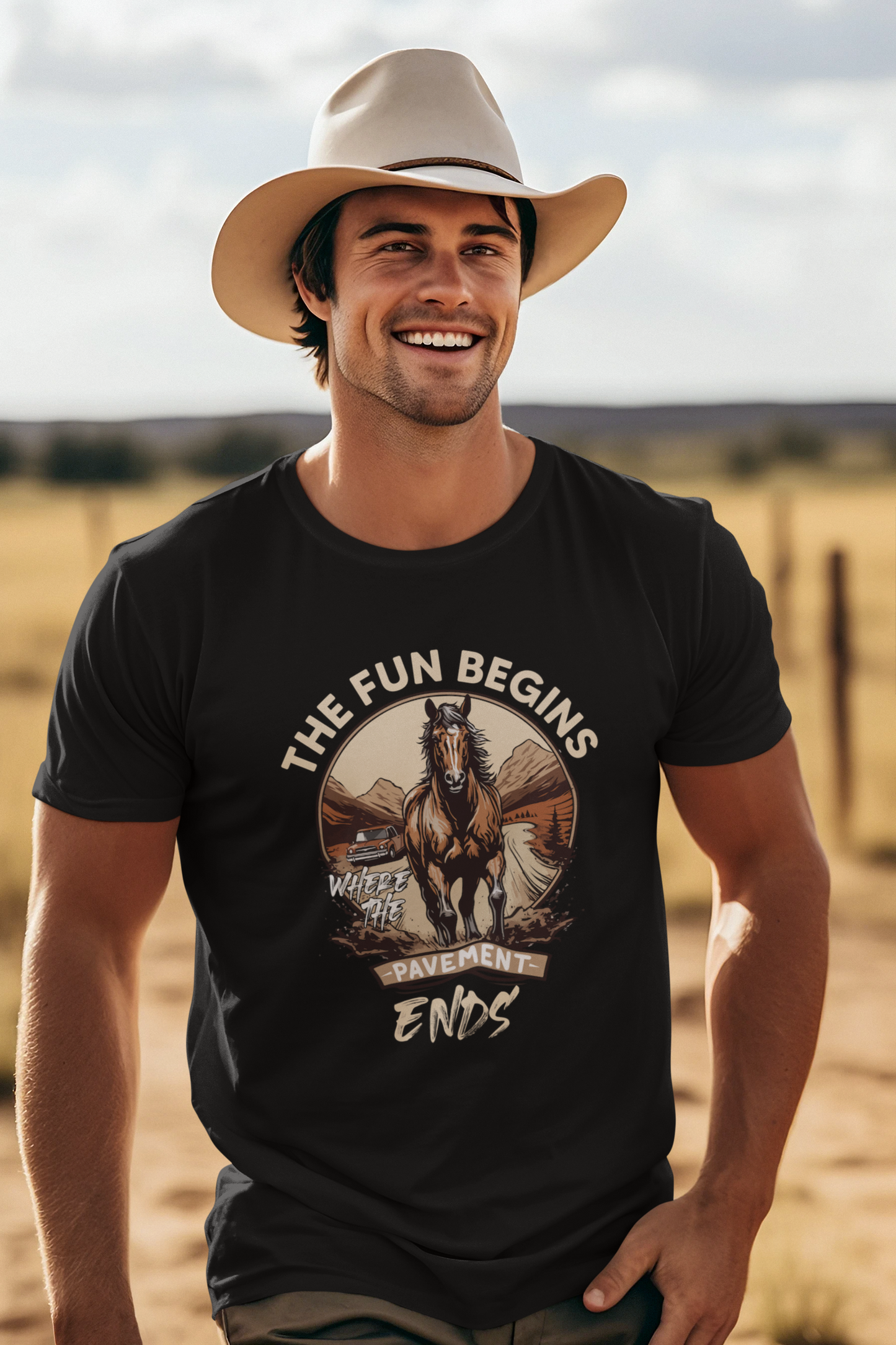 The fun begins where the pavement ends - Premium T-Shirt aus Bio-Baumwolle (Frontprint)