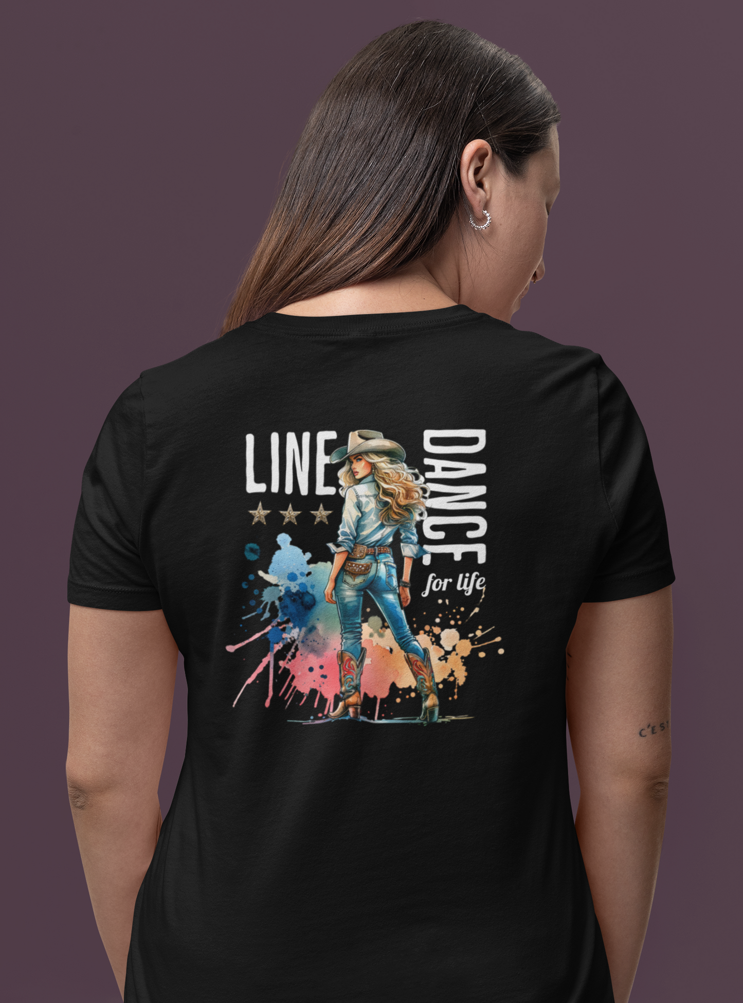 LINE DANCE for life - Damen T-Shirt aus Bio-Baumwolle (Backprint)