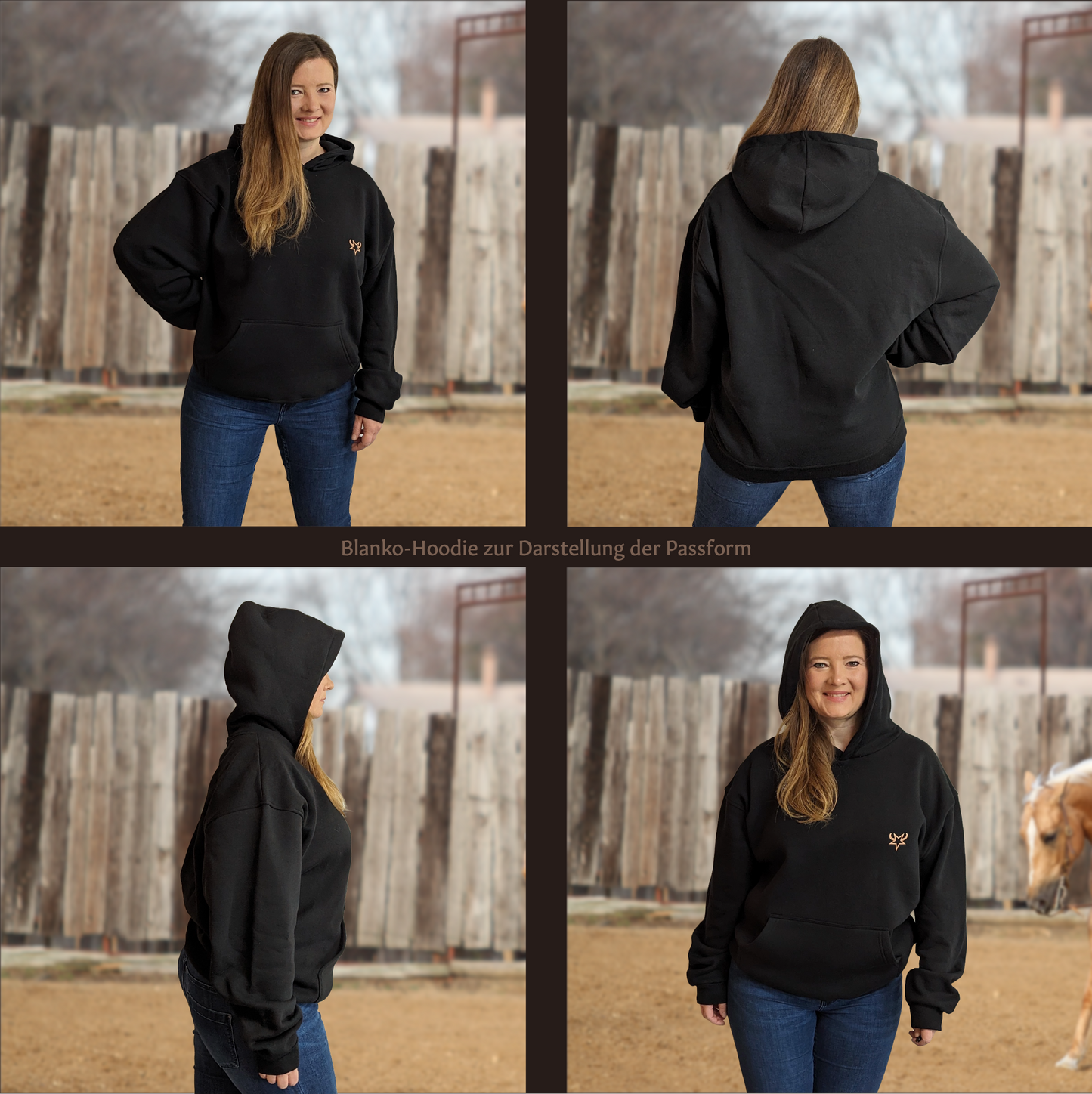 I Love My Quarter Horse (braun) - Oversized Hoodie (Frontprint)