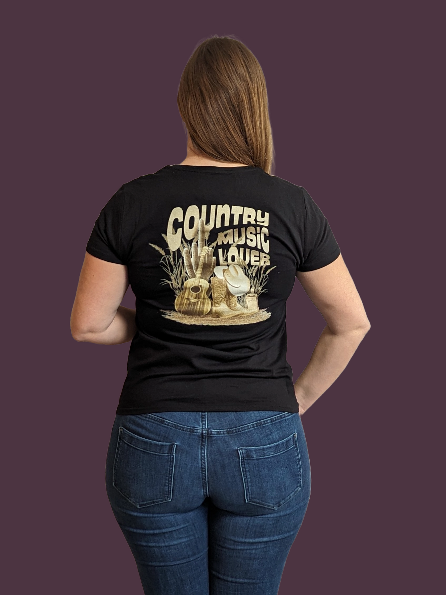 Country Music Lover - Damen T-Shirt aus Bio-Baumwolle (Backprint)