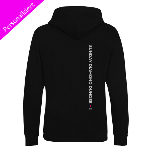 Pferdename + Geburtsjahr - Premium Hoodie aus Bio-Baumwolle (Backprint)