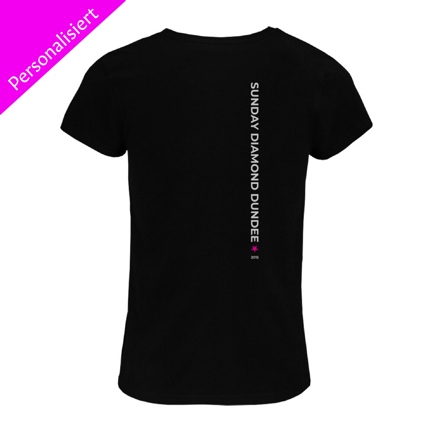 Pferdename und Geburtsjahr - Damen T-Shirt aus Bio-Baumwolle (Backprint)